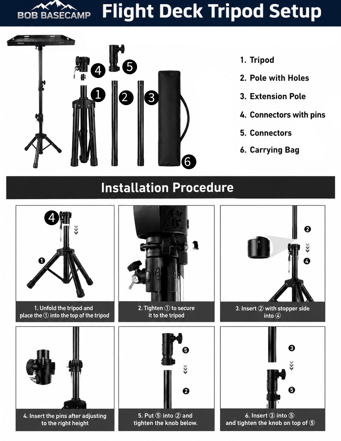 Flight Deck tripod setup and installation procedure