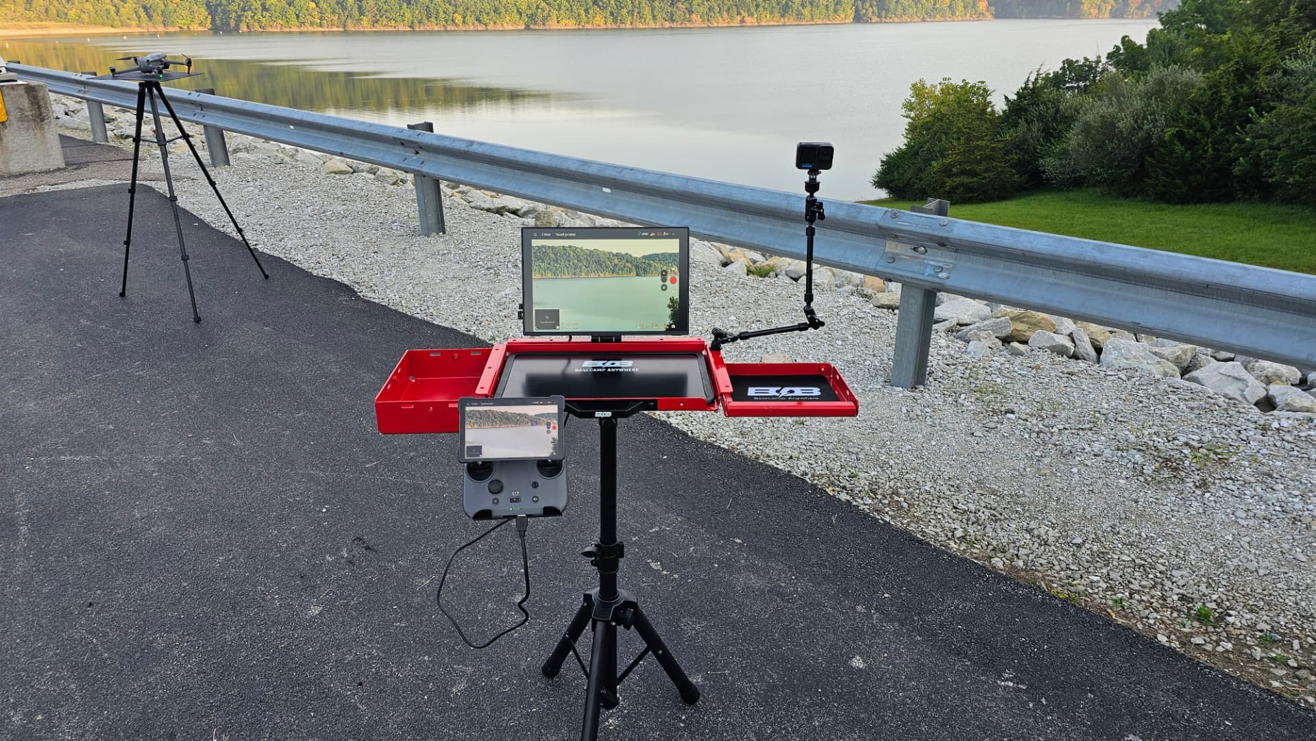Red BOB Flight Deck set up in the field with monitor and controller