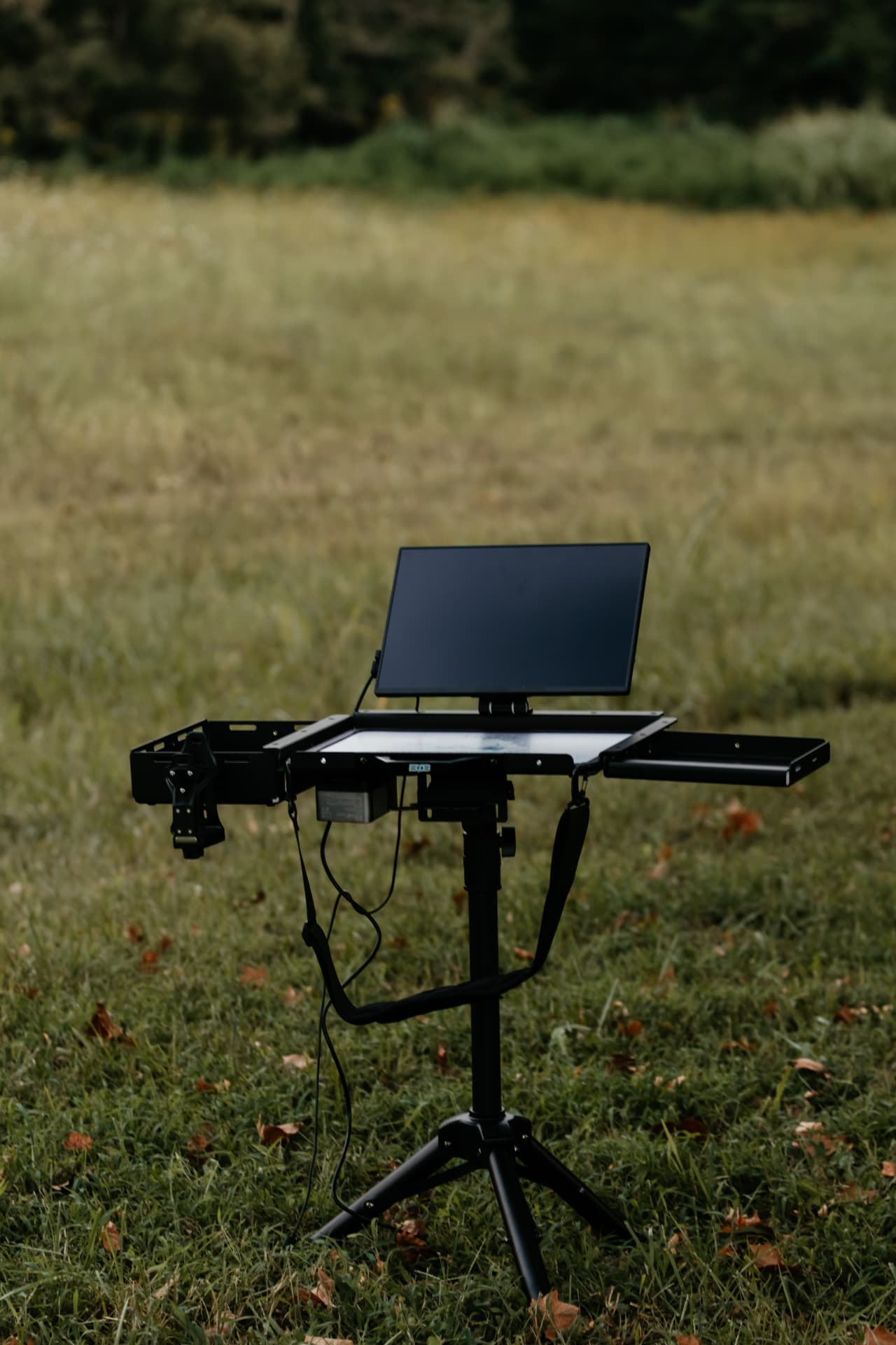 BOB Flight Deck tripod platform set up in a grassy field
