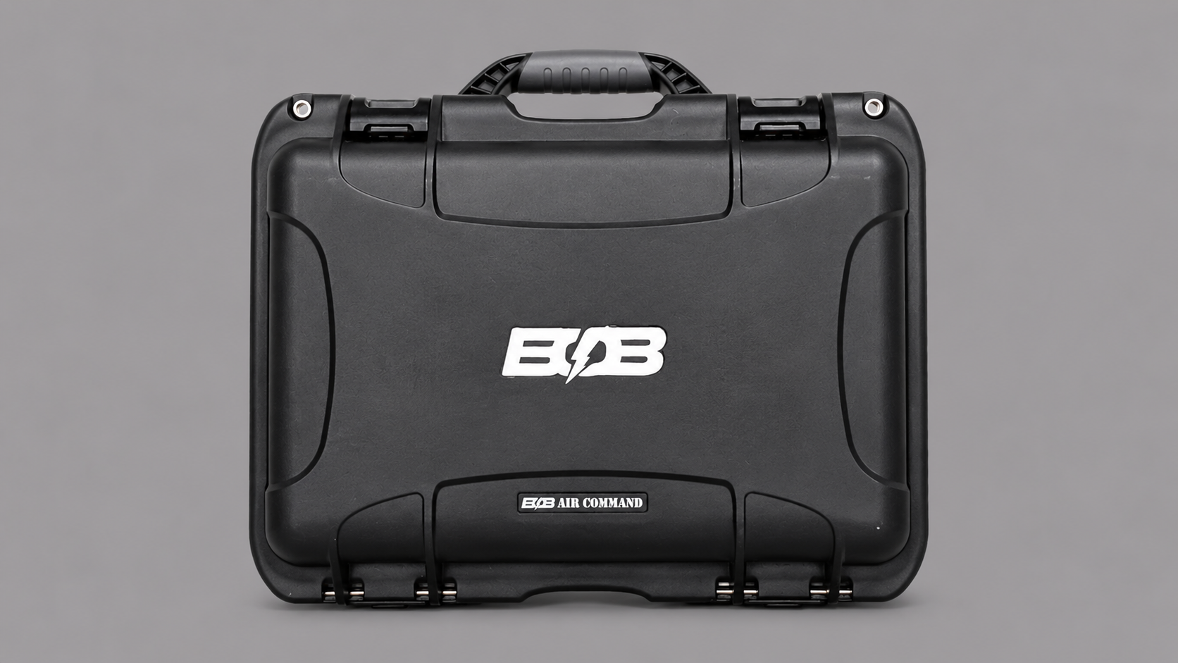 BOB Air Command rugged case closed showing BOB logo and Air Command branding